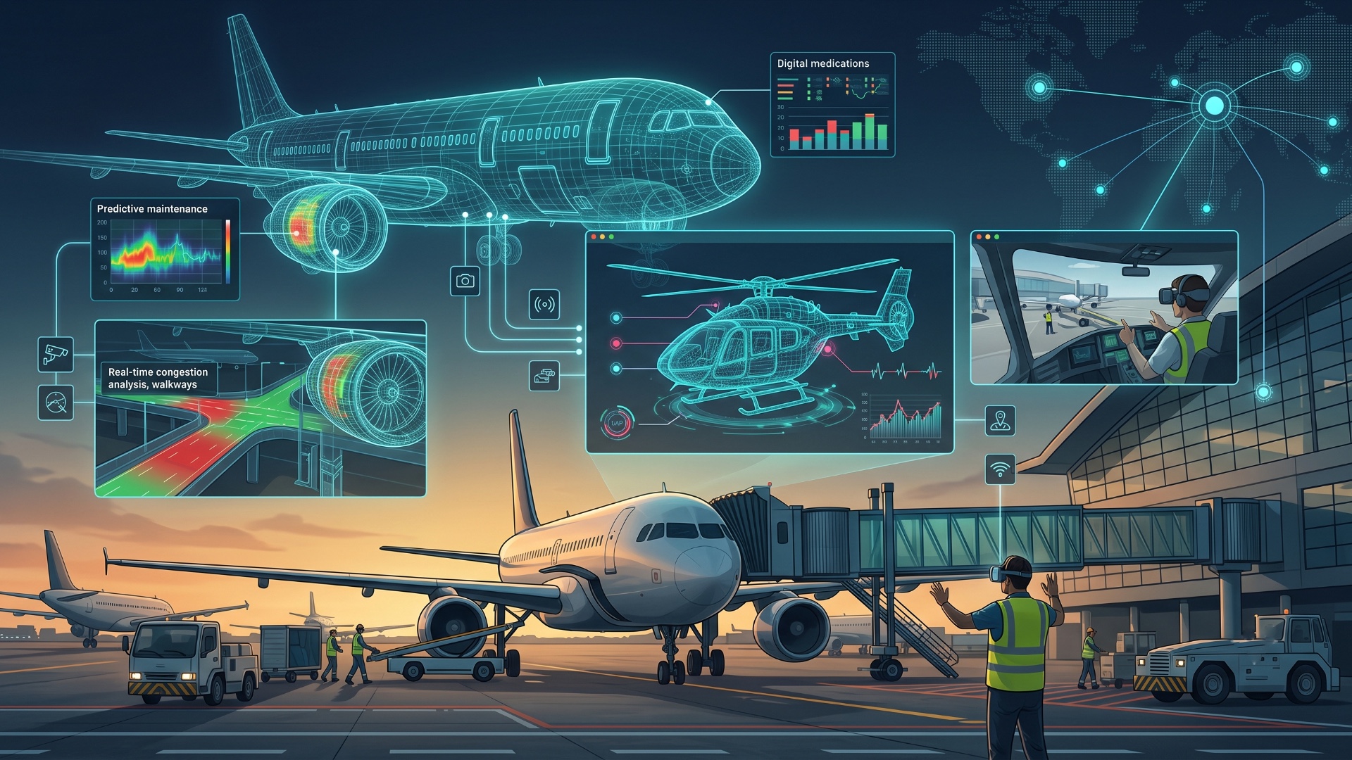 Un aeroporto che si allena prima di andare in scena